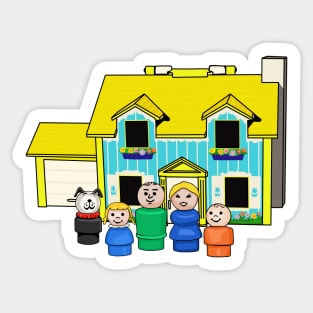 Blonde Family With Yellow House Sticker